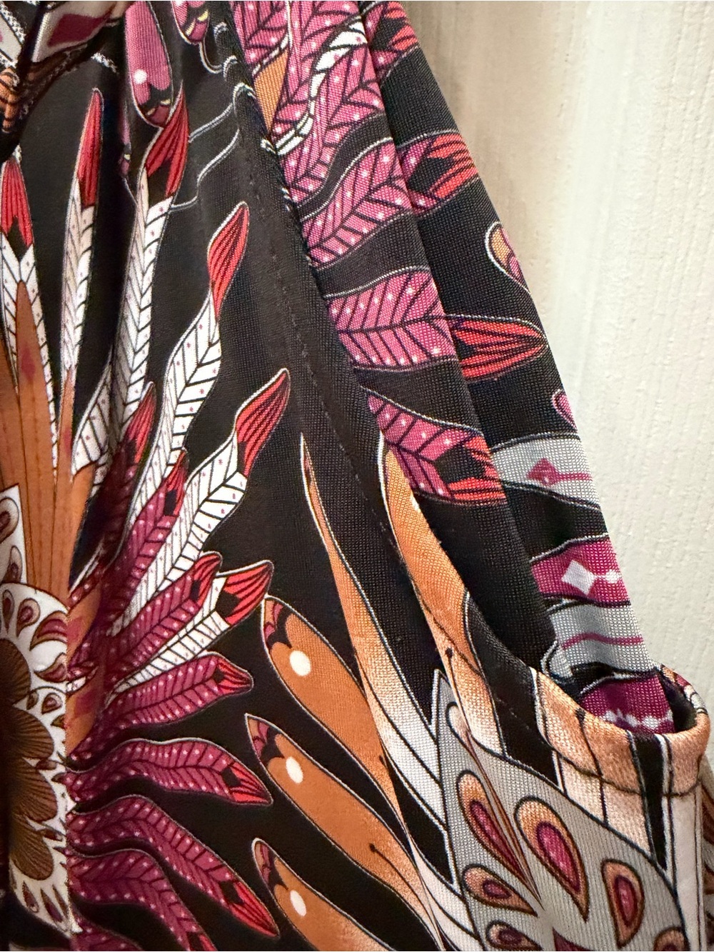PAPILLON Black Floral Jumpsuit with Pink & Mustard Accents SIZE LARGE - Picture 7 of 9